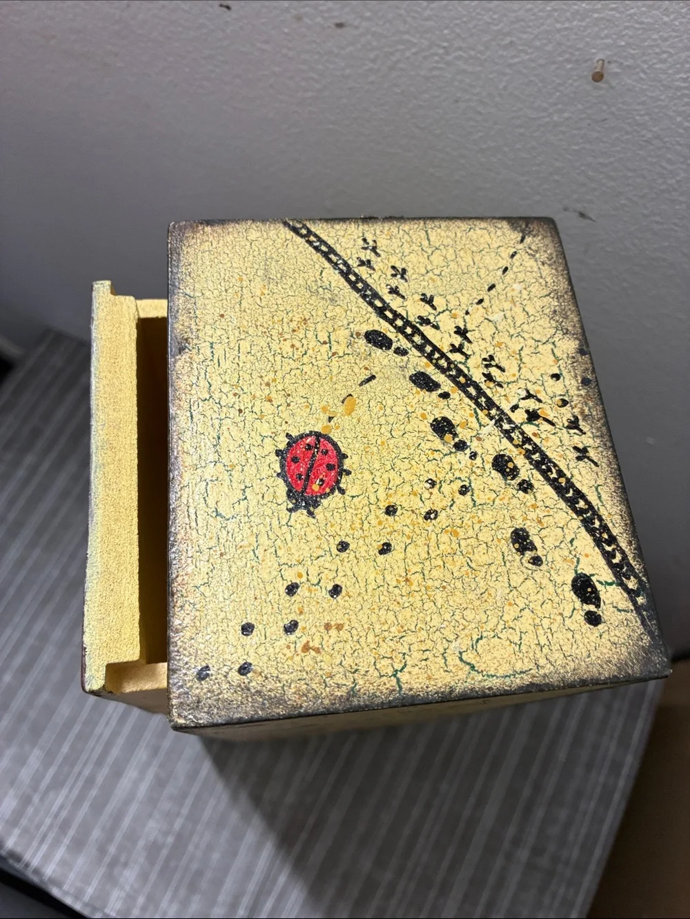 3-Drawer Wooden Chest with Bird Window Motifs